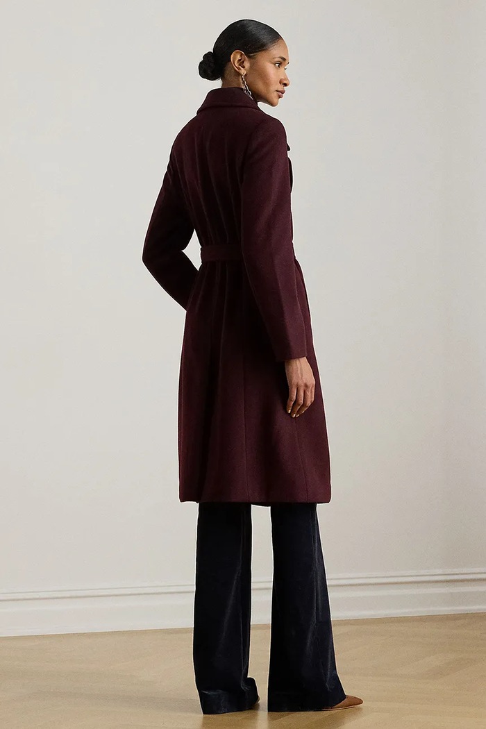 Lauren Ralph Lauren płaszcz z dodatkiem wełny 297962169 bordowy AW25