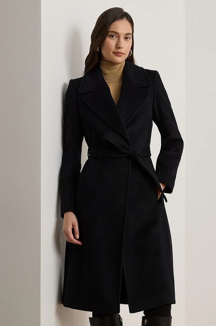 Lauren Ralph Lauren płaszcz z dodatkiem wełny 297962169 czarny AW25