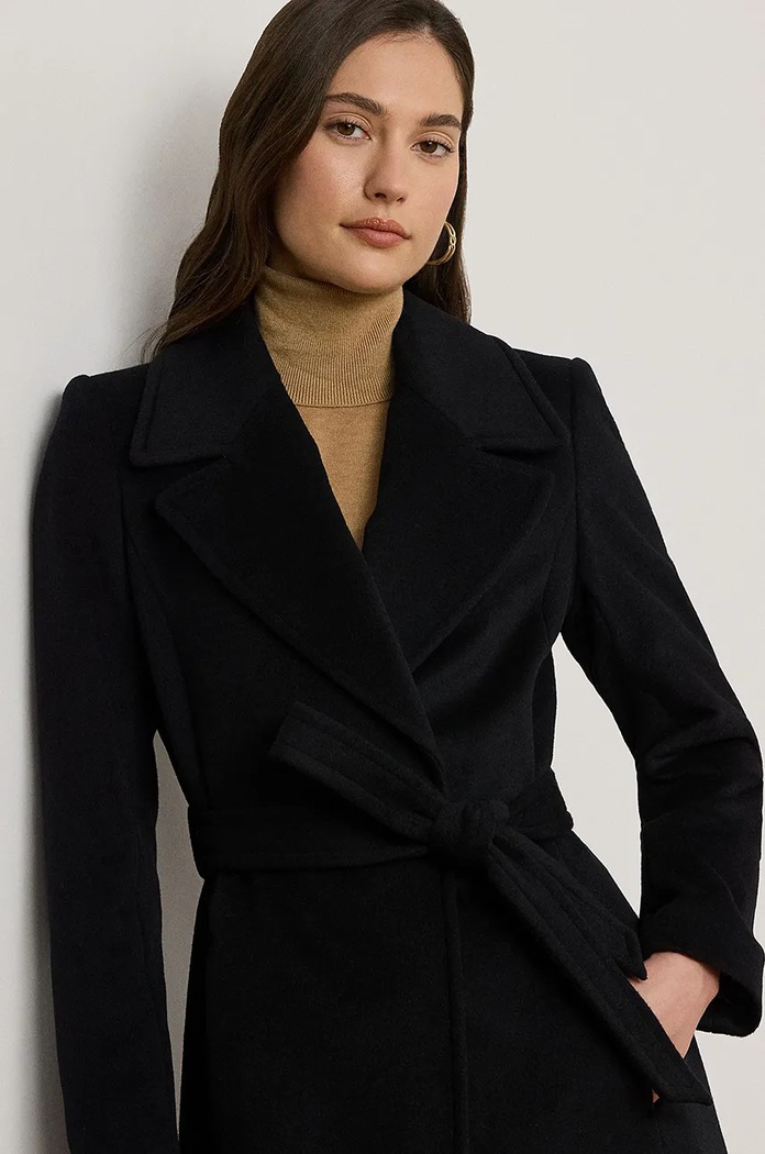 Odzież Lauren Ralph Lauren płaszcz z dodatkiem wełny 297962169 czarny