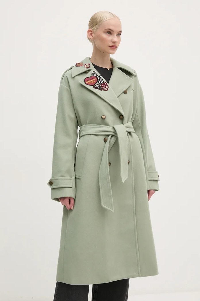 Abbigliamento Aeronautica Militare cappotto con aggiunta di lana AB2971DCT3403 verde