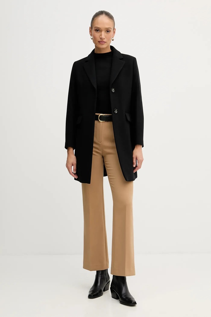 Sisley płaszcz wełniany 2JJYLN04N czarny AW25
