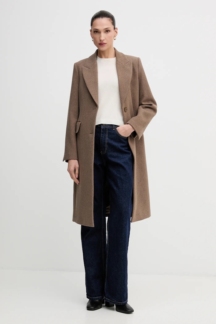 Sisley płaszcz wełniany 2JJYLN04Z brązowy AW25