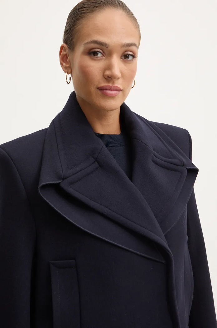 Victoria Beckham płaszcz wełniany granatowy 1424WCT005790A