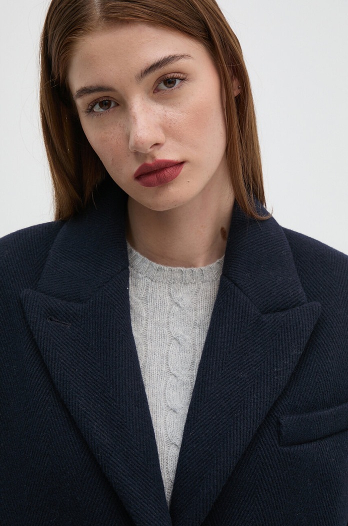 Vlnený kabát Calvin Klein K20K207710 tmavomodrá
