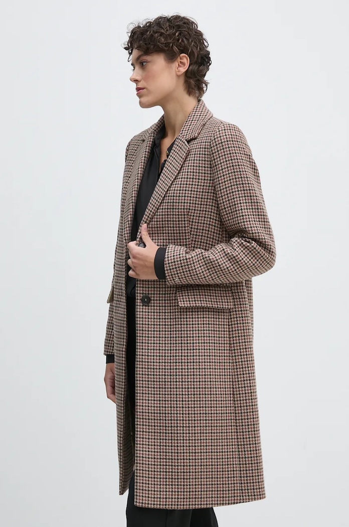 Kabát s příměsí vlny Tommy Hilfiger WW0WW43195 béžová AW24