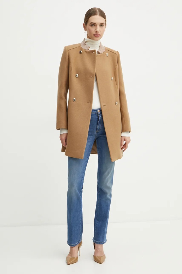 Μάλλινο παλτό Morgan GSUZI GSUZI καφέ AW24