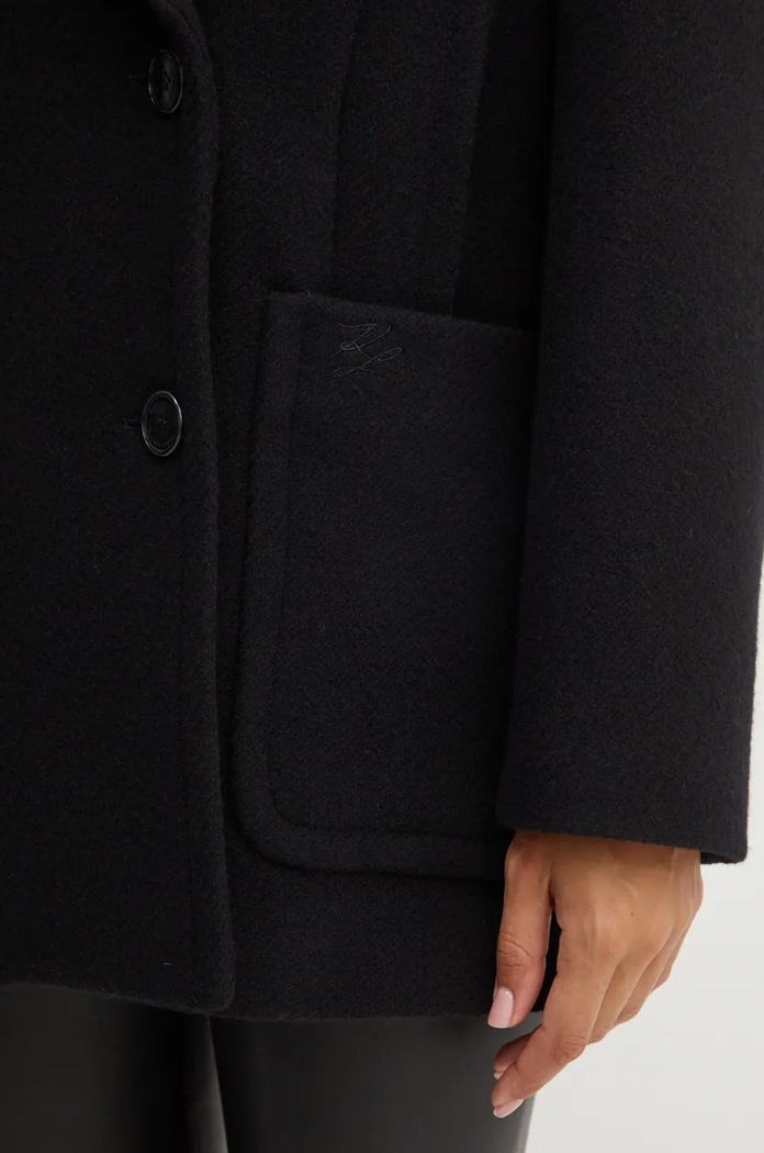 Vlněný kabát Karl Lagerfeld 246W1508 černá