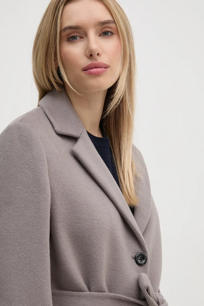 Vlnený kabát DIANE VON FURSTENBERG sivá DVFCL3S004