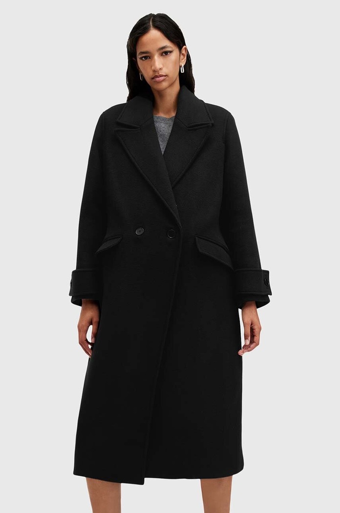 Παλτό από μείγμα μαλλιού AllSaints MABEL COAT W006OZ μαύρο AW25