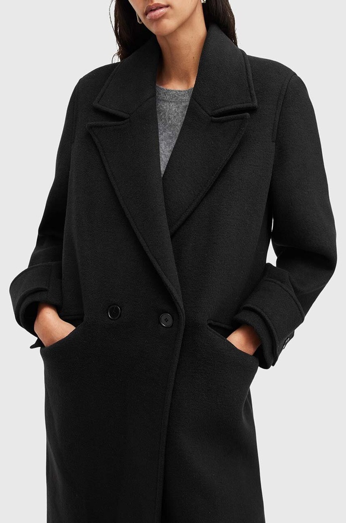 Ρούχα Παλτό από μείγμα μαλλιού AllSaints MABEL COAT W006OZ μαύρο