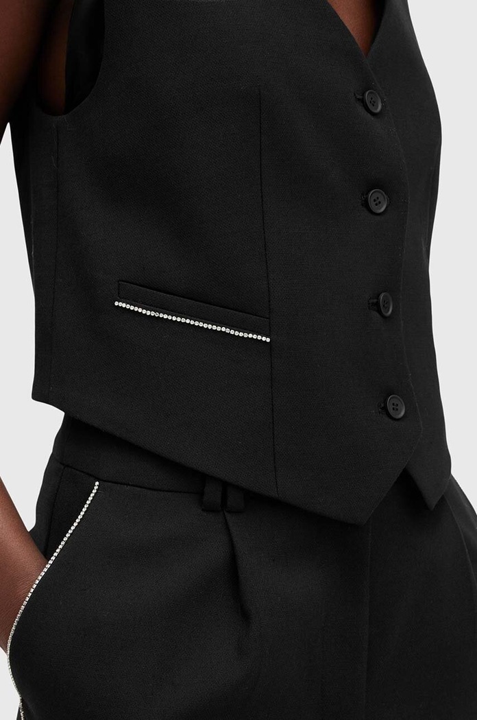 Ρούχα Γιλέκο από μείγμα μαλλιού AllSaints ATLAS KRYS WAISTCOAT W006QB μαύρο