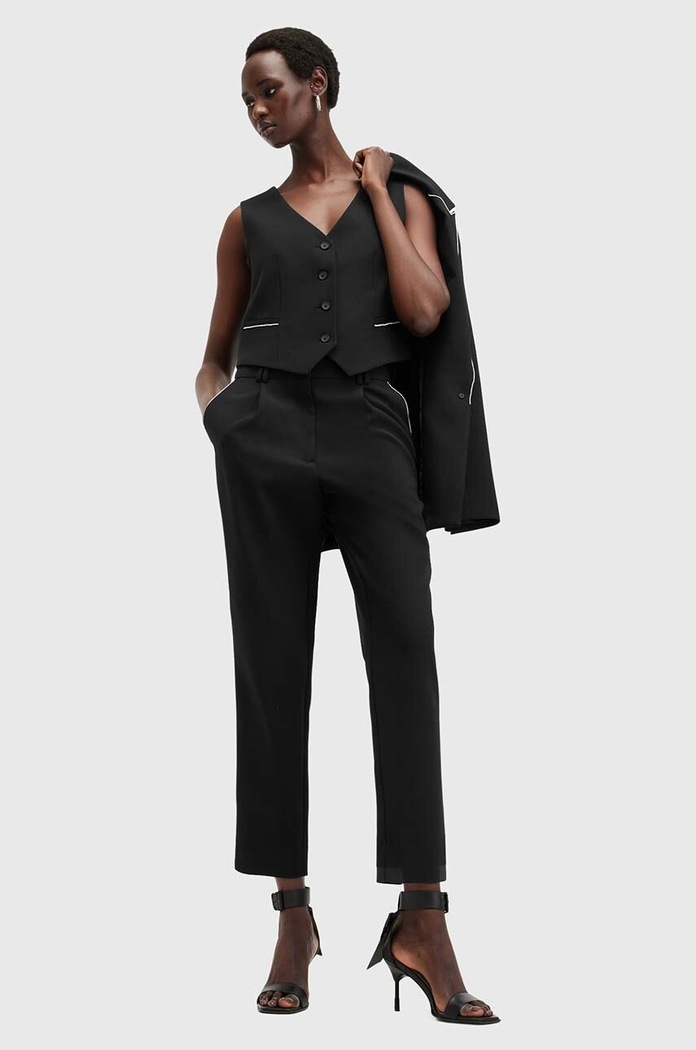 Γιλέκο από μείγμα μαλλιού AllSaints ATLAS KRYS WAISTCOAT W006QB μαύρο