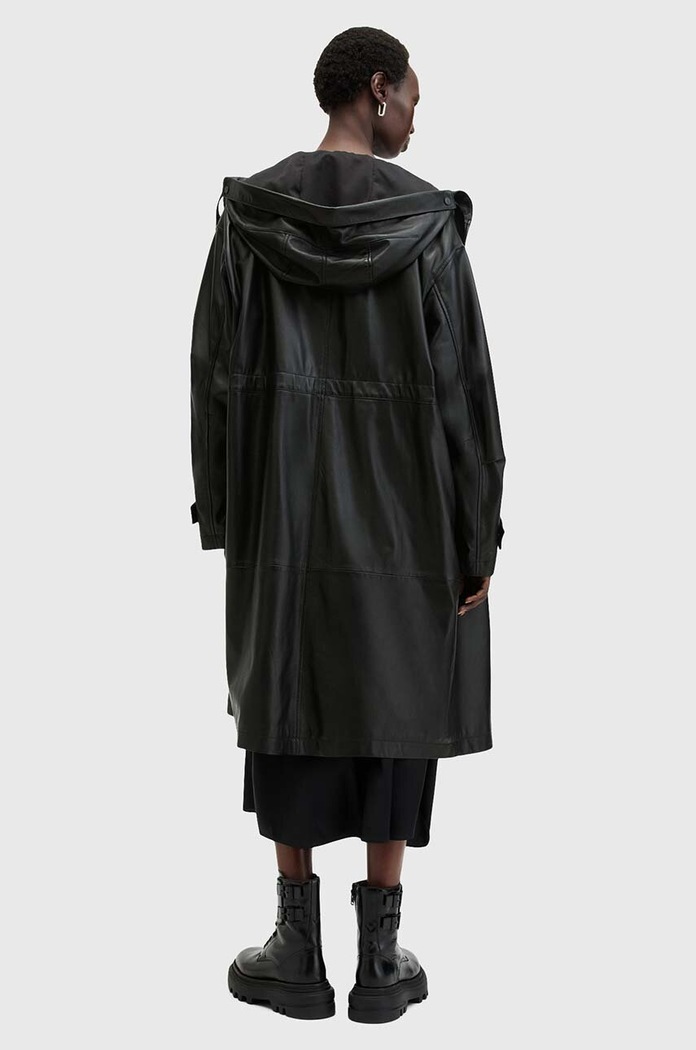 Kožený kabát AllSaints KELSEA LEA COAT W028LB černá