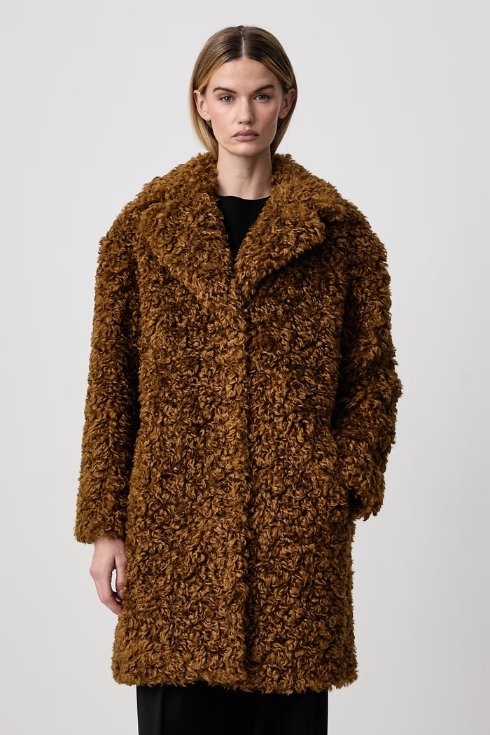Stand Studio Haină de blană artificială pentru femei Camille Cocoon Coat maro 61137.9061