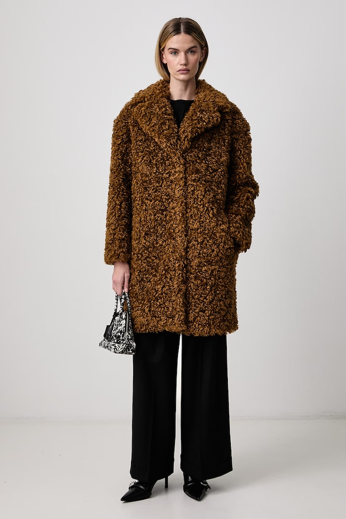 Stand Studio Camille Cocoon Coat Women's faux fur coat 61137.9061 brown AW25