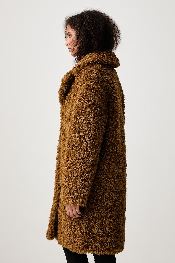 Płaszcz ze sztucznego futra damski Camille Cocoon Coat Stand Studio 61137.9061 brązowy