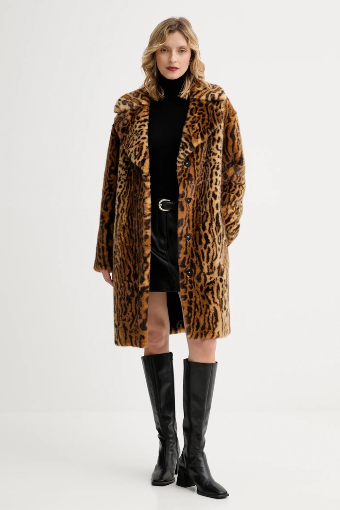 Stand Studio Пальто зі штучного хутра жіноче Camille Cocoon Coat 61137.9070 коричневий AW25