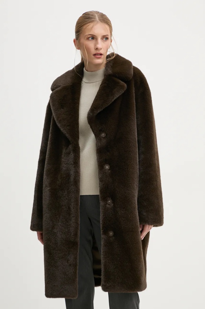 Παλτό Stand Studio Camille Cocoon Coat oversize καφέ 61137.9070