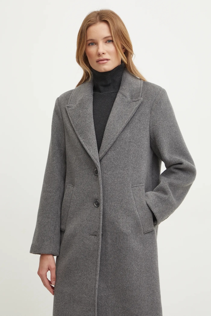 Vlnený kabát Abercrombie & Fitch sivá KI144.4247.908