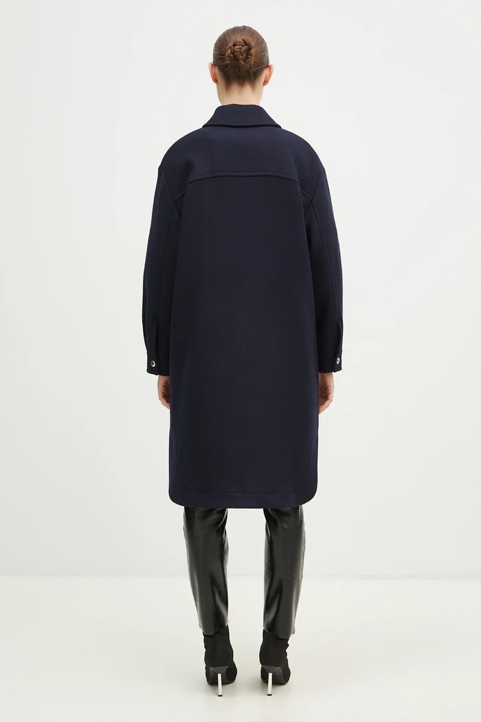 Ρούχα Maison Kitsuné Μάλλινο παλτό Maison Kitsuné Workwear NW02211WM0026 σκούρο μπλε
