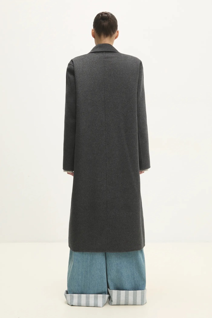 Îmbrăcăminte Sporty & Rich Palton de lana Double Faced DB Cashmere OW025500000GY17 gri