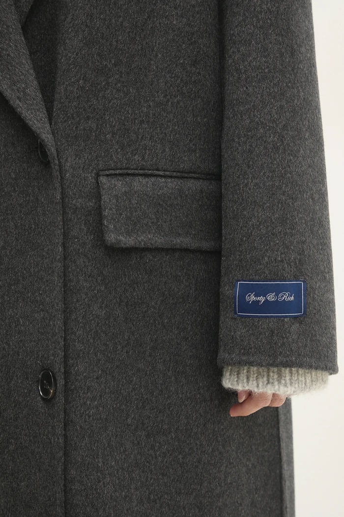 Palton de lana Double Faced DB Cashmere Sporty & Rich OW025500000GY17 gri