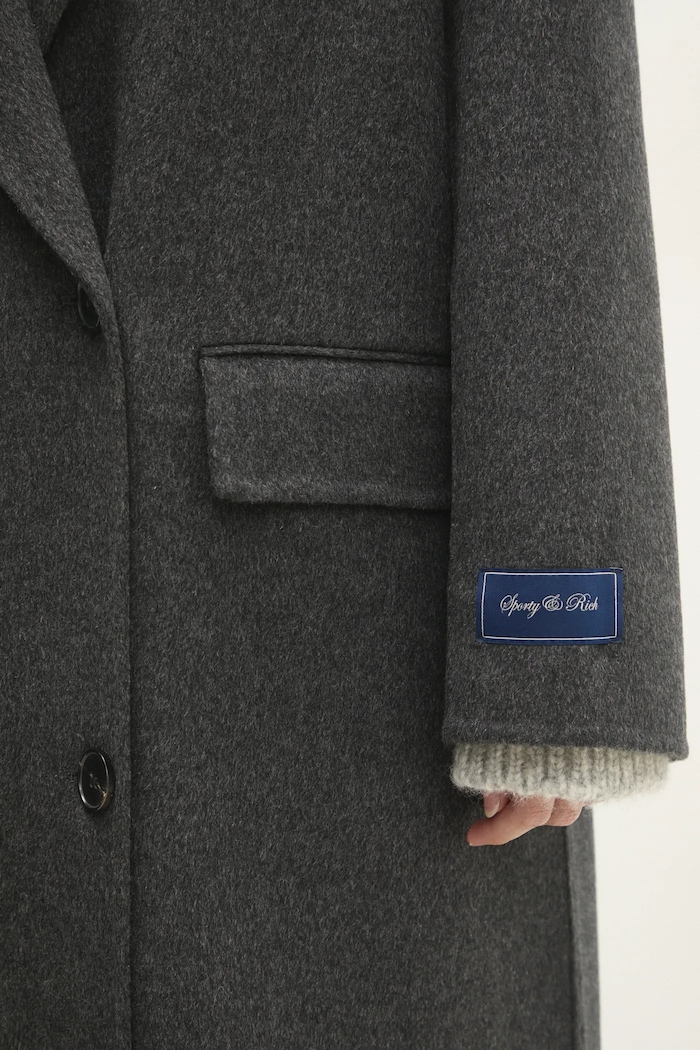 Palton de lana Double Faced DB Cashmere Sporty & Rich OW025500000GY17 gri