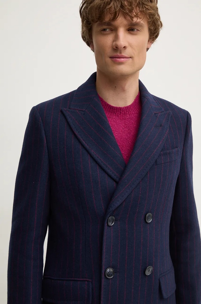 United Colors of Benetton cappotto in lana blu navy 2U44UN05S