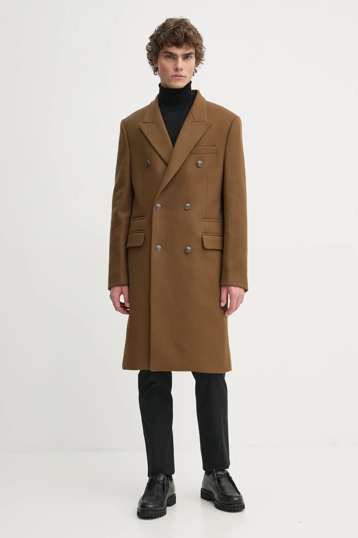 Vuneni kaput The Kooples HMAN29007K smeđa AW24
