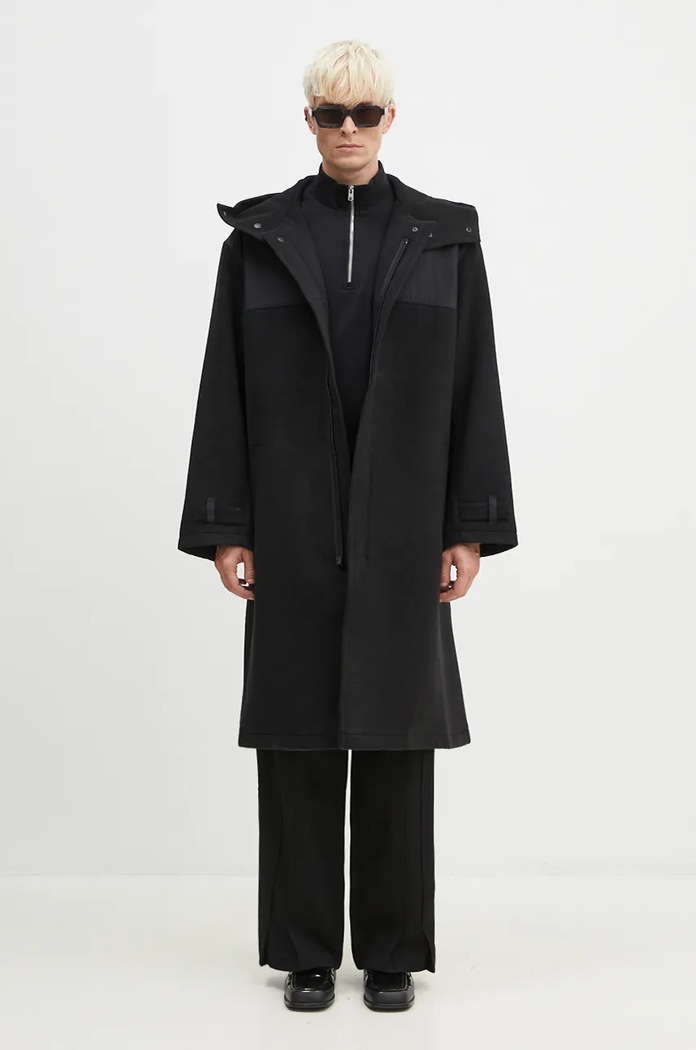 Y-3 wool coat Mellton Coat with black IW7500
