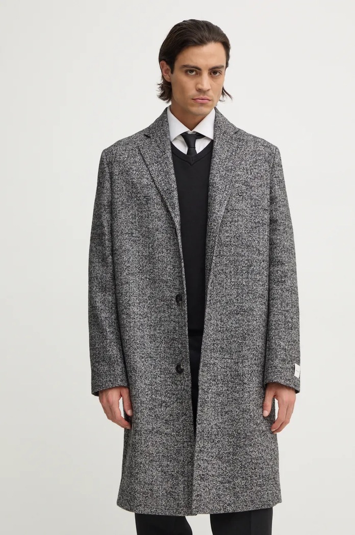 Calvin Klein płaszcz z domieszką wełny szary K10K113275
