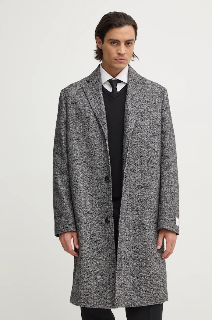 Calvin Klein płaszcz z domieszką wełny szary K10K113275