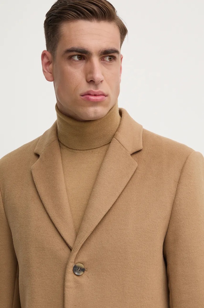Calvin Klein płaszcz wełniany beżowy K10K113664