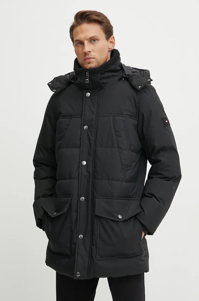 Bunda Tommy Hilfiger zateplené čierna MW0MW36593
