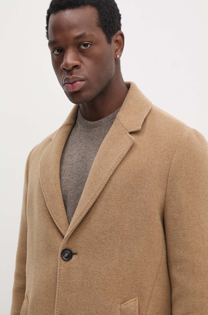 Tommy Hilfiger płaszcz wełniany MW0MW36611 beżowy AW24