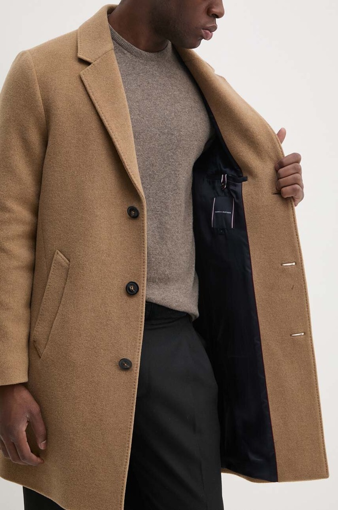 Tommy Hilfiger płaszcz wełniany MW0MW36611 beżowy