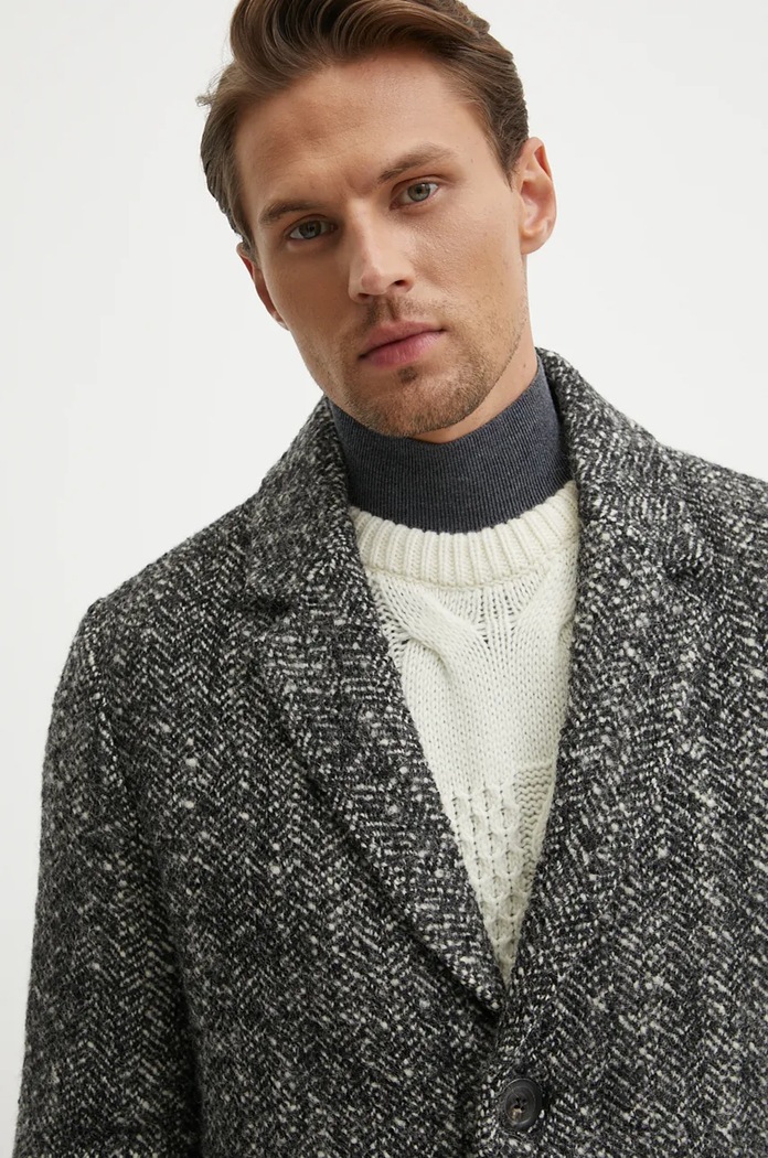 Vlnený kabát Tommy Hilfiger čierna MW0MW37312
