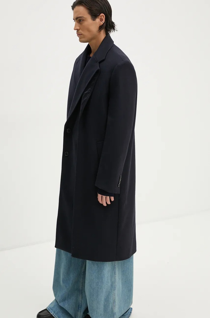 Vuneni kaput Y/Project DOUBLE FRONT COAT mornarsko plava 201CO006