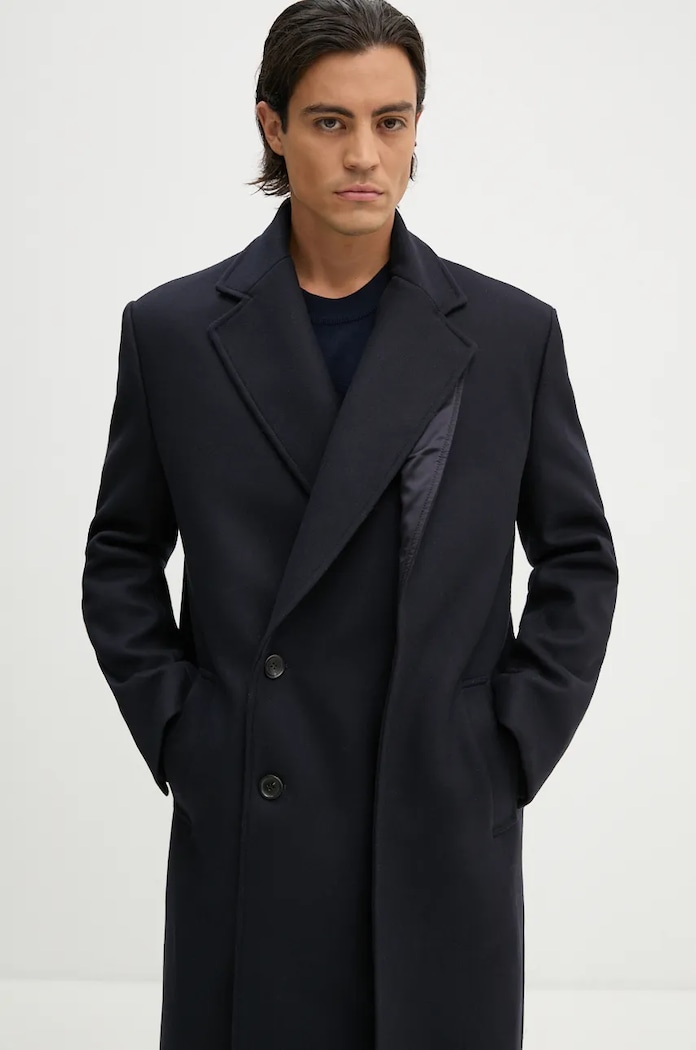 Vuneni kaput Y/Project DOUBLE FRONT COAT 201CO006 mornarsko plava