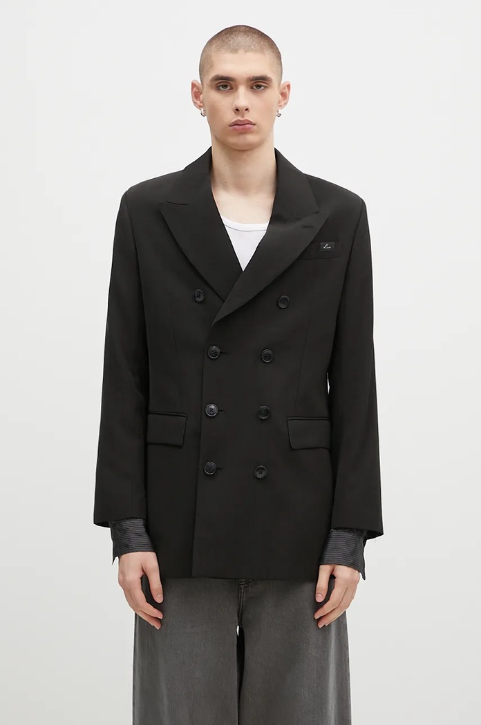 Martine Rose wool blazer Double Breasted Short Coat with lining black 328WT05006