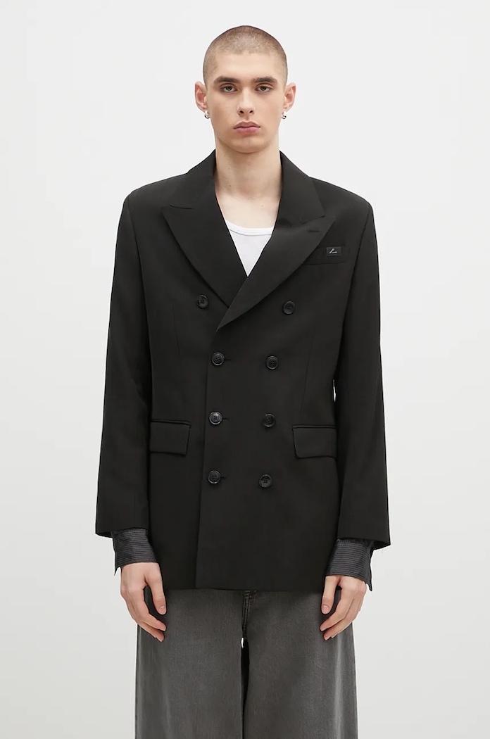 Martine Rose wool blazer Double Breasted Short Coat with lining black 328WT05006
