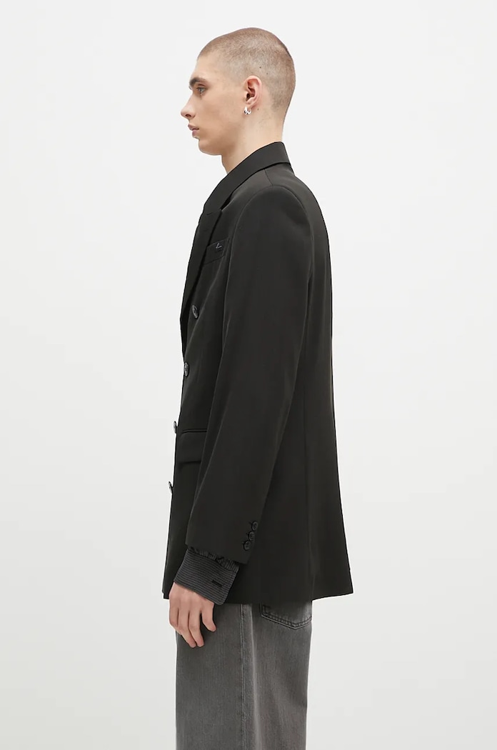 Martine Rose wool blazer Double Breasted Short Coat 328WT05006 black AW24