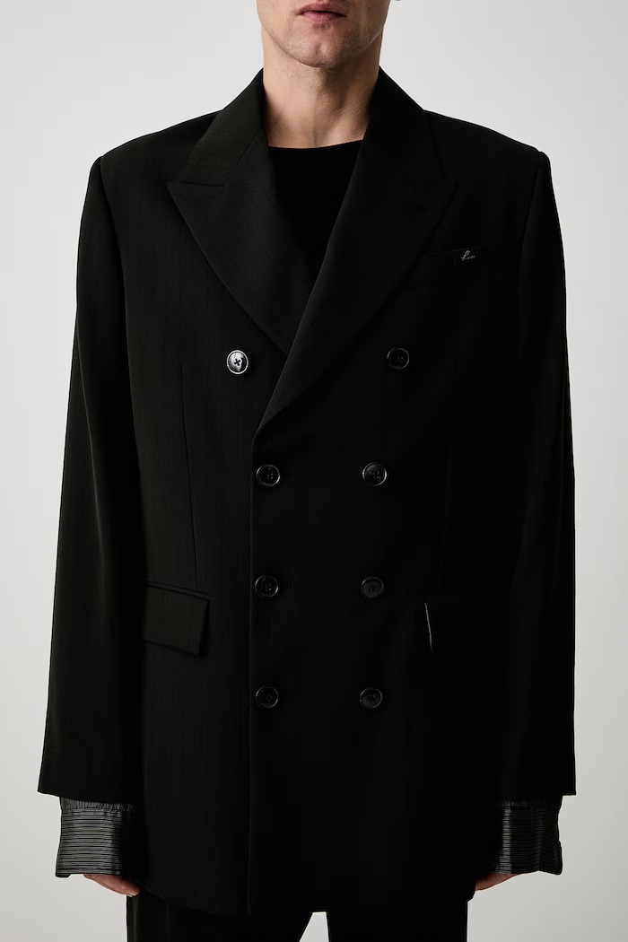 Martine Rose Double Breasted Short Coat σταυρωτό σακάκι με μαλλί ανδρικό μαύρο 328WT05006