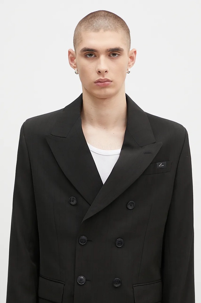 Martine Rose wool blazer Double Breasted Short Coat black 328WT05006