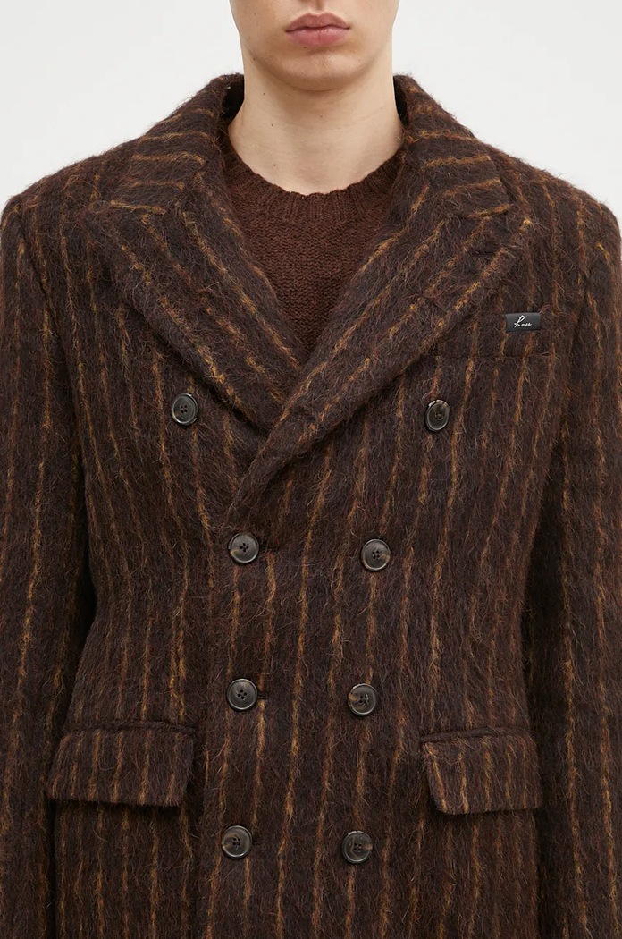 Шерстяное пальто Martine Rose Double Breasted Short Coat коричневый 328WT02702