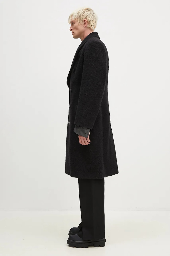 Вълнено палто Martine Rose Double Breasted Shirt Overcoat 325WT07001 черен AW24