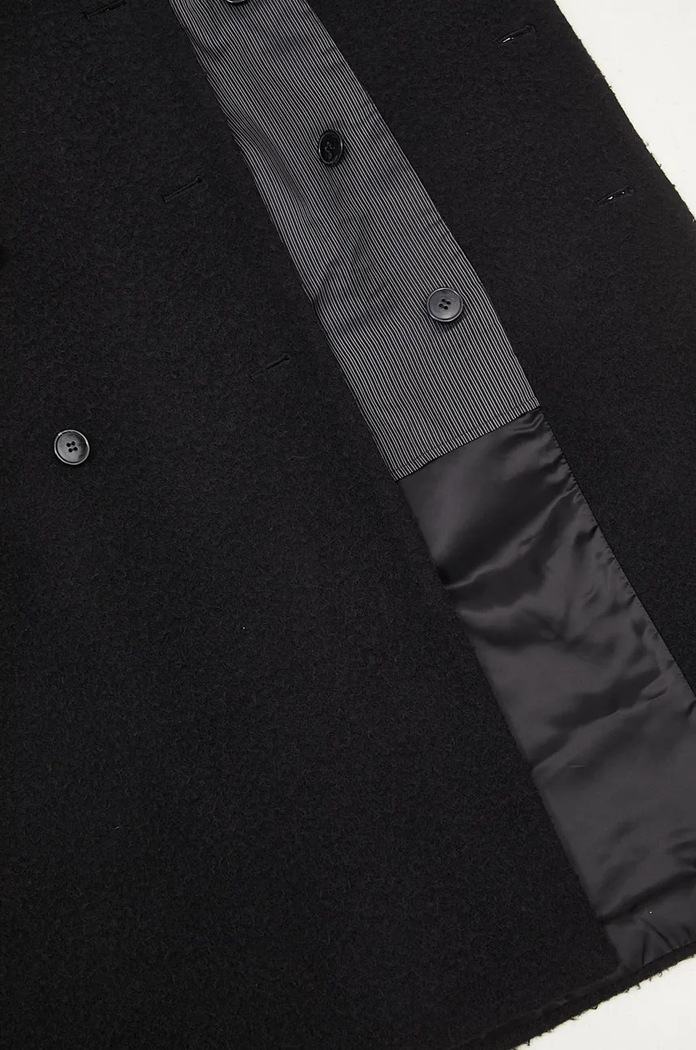 Вълнено палто Martine Rose Double Breasted Shirt Overcoat 325WT07001 черен
