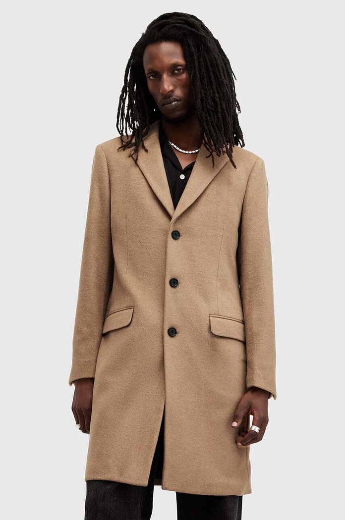 Kaput s primjesom vune AllSaints HAL COAT Planet friendly bež M005OZ