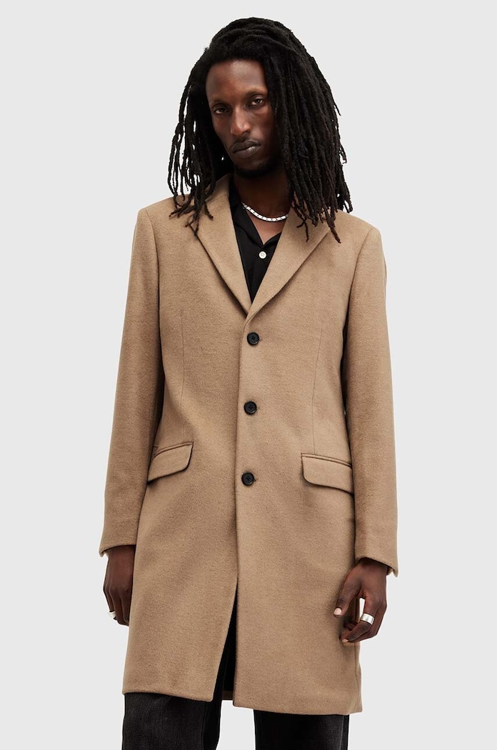 Kaput s primjesom vune AllSaints HAL COAT Planet friendly bež M005OZ