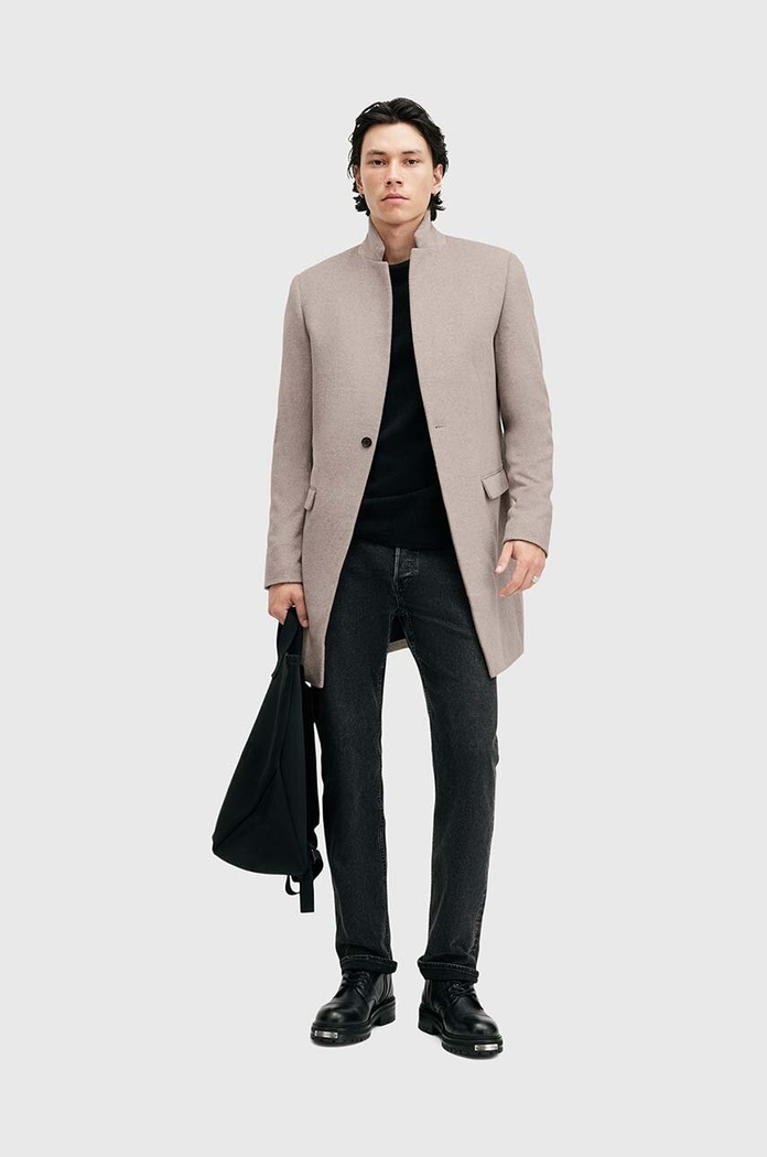 AllSaints płaszcz z domieszką wełny HARGROVE COAT M038OB